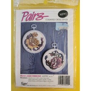 Roses & Ribbons Counted Cross Stitch Kit Golden Bee Stitchery Hanging Frames